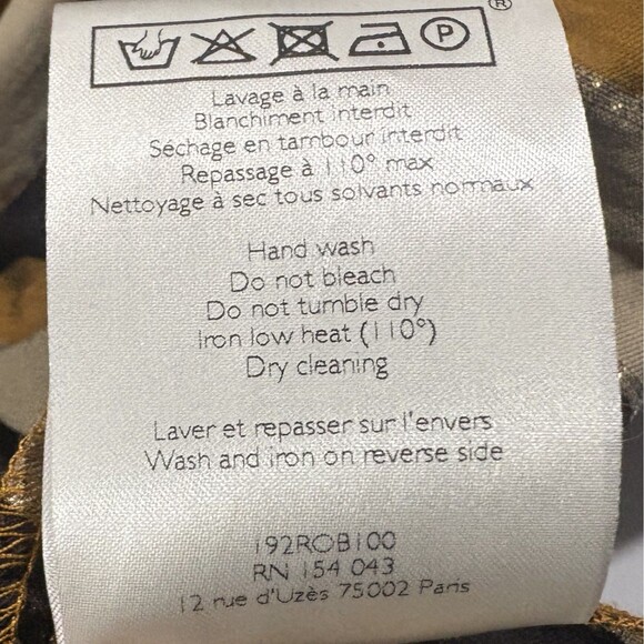 Sezane Titiane 3/4 Sleeve Striped V Neck Midi Dress in Hazel Tan Stripe 34 US 2 - Picture 13 of 13